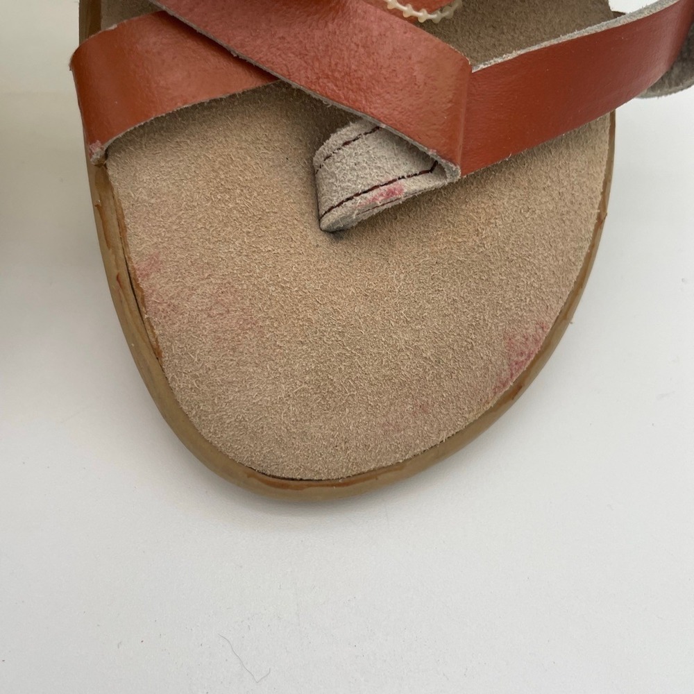 NWT Sport Makers Brown Leather CrissCross Straps Flat Vintage NOS Sandal‎ 6.5 - Picture 3 of 5